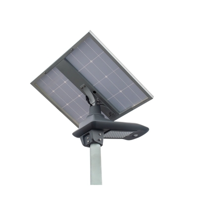 130-150LM / W উচ্চ লুমেন 60W ডিসি 11.1V ব্যাটারি স্মার্ট সৌর চালিত LED স্ট্রিট লাইট গ্রে আবাসন 3 বছরের ওয়ারেন্টি সহ