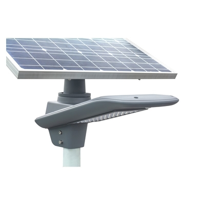 130-150LM / W উচ্চ লুমেন 60W ডিসি 11.1V ব্যাটারি স্মার্ট সৌর চালিত LED স্ট্রিট লাইট গ্রে আবাসন 3 বছরের ওয়ারেন্টি সহ